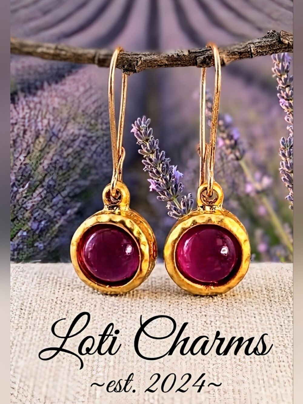 Natural  Genuine Lavender Jade In Gold Brushed Setting  Drop Down Earrings